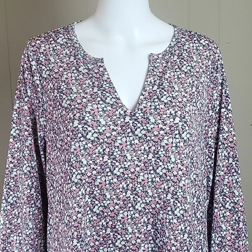 Banana Republic Ditsy Floral Print Long Sleeve Drop Waist Ruffle Hem Dress